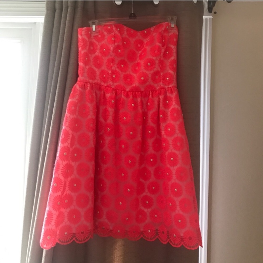 Bright Pink Lilly Pulitzer Dress with pearl Detail